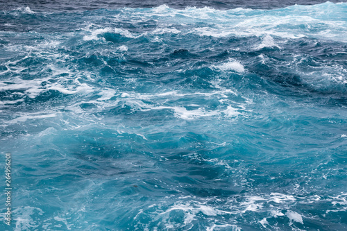 Ocean waves of turquoise, blue and blue, top view. © Ekaterina Kolomeets