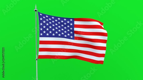 Flag of the country   United States on green background. 3D rendering