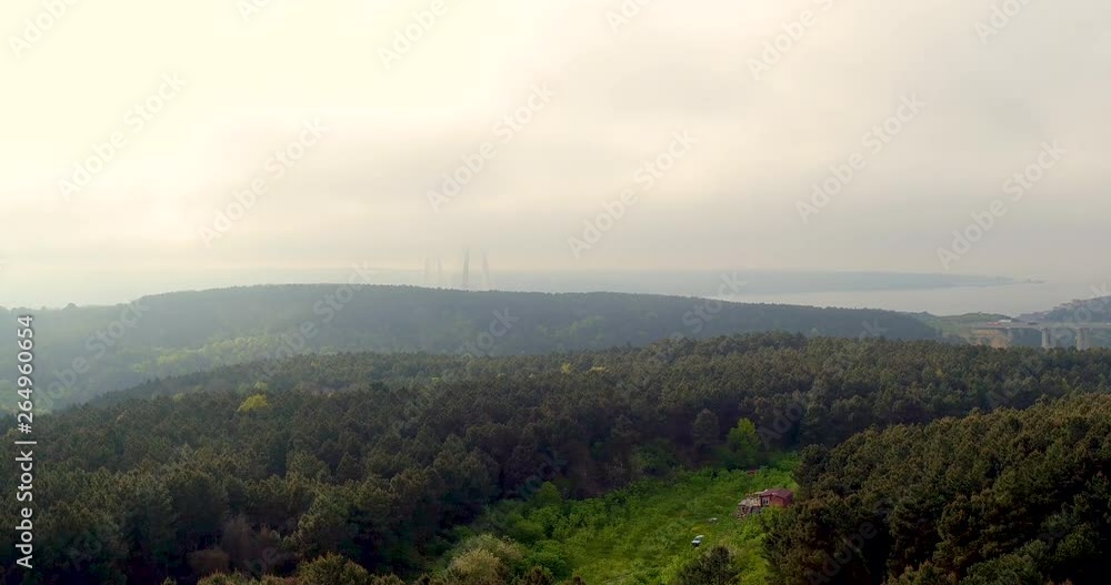 aerial view of nature with yavuz sultan selim bridge,2s foot aerial view of nature with yavuz sultan selim bridge,2s foot