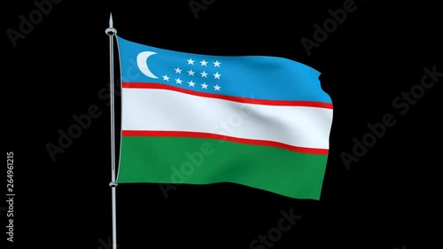 Flag of the country   Uzbekistan on black background. 3D rendering