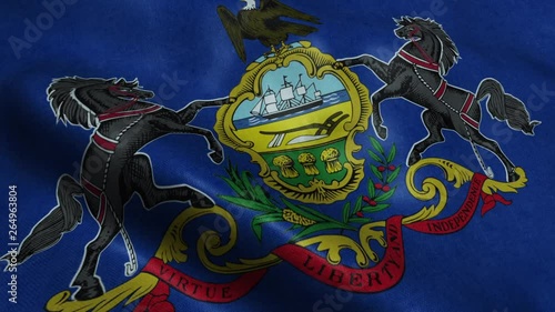 State of Pennsylvania Flag Seamless Looping Waving Animation photo