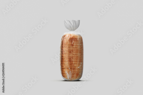 Transparent Bag for new design Bread Package isolated on soft gray background.3D rendering.