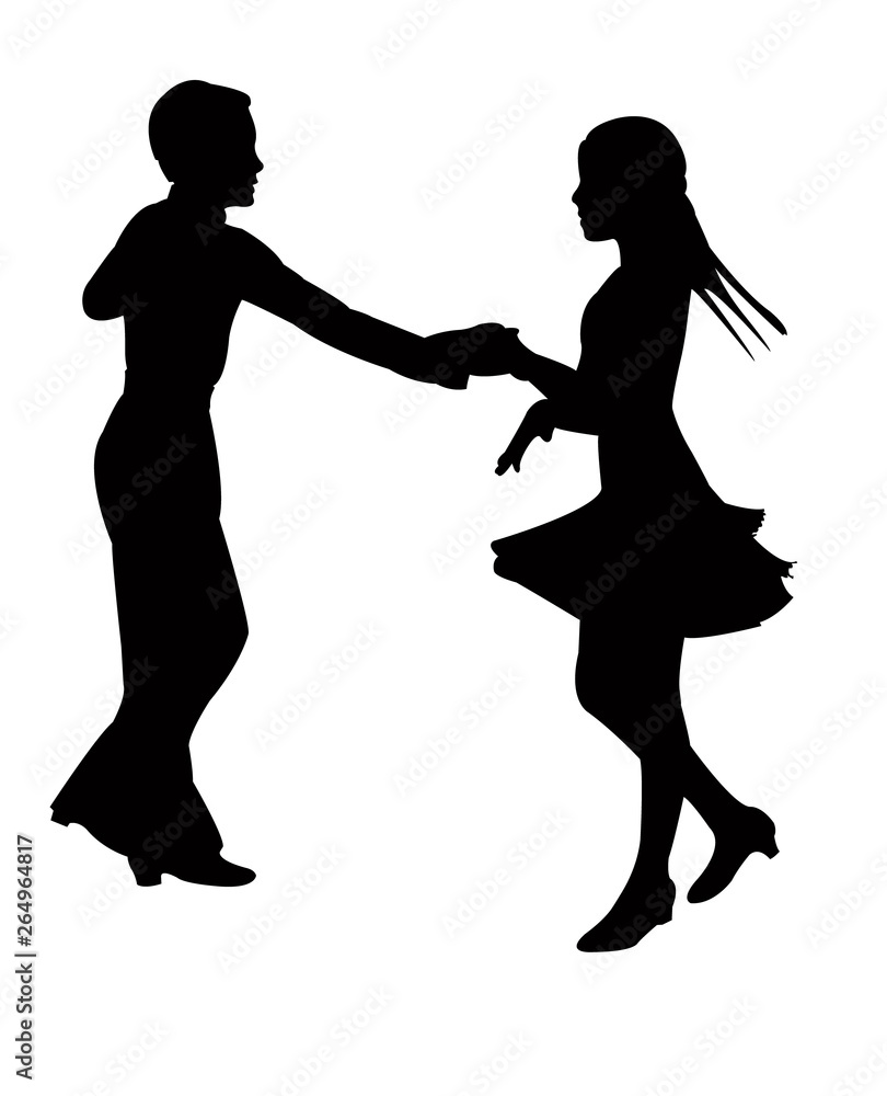 a teenager couple dancing silhouette vector