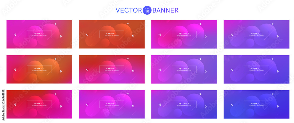 Abstract banner with gradient shapes set