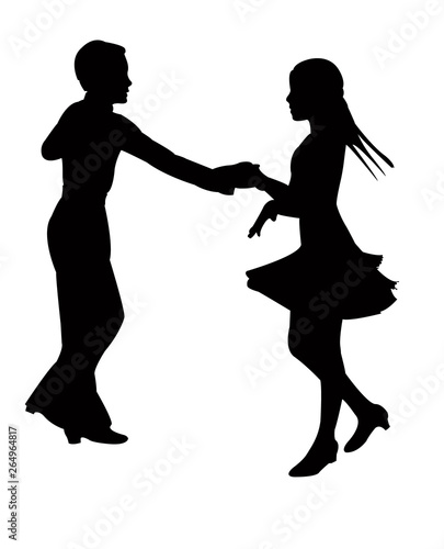 a teenager couple dancing silhouette vector