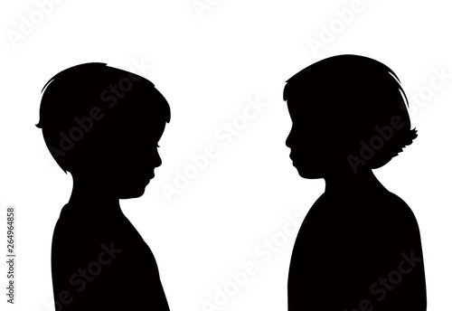 children making chat, silhouette vector