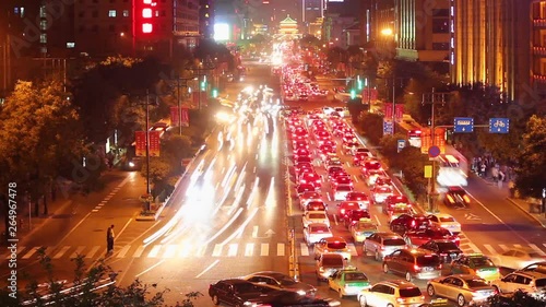 trafic Of Xi'an At Night,China.
