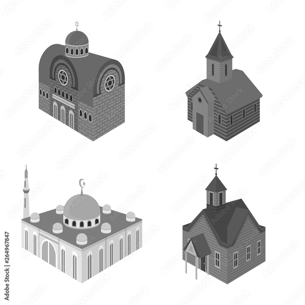 Isolated object of landmark and clergy symbol. Set of landmark and religion vector icon for stock.