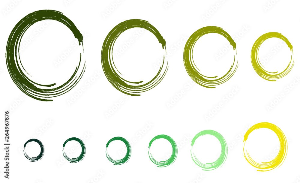 abstract background Doodle brush strokes set green circles abstract background Doodle brush strokes set green circles
