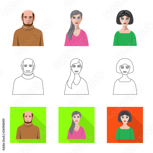 Isolated object of hairstyle and profession  logo. Set of hairstyle and character  stock vector illustration.