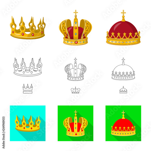 Vector illustration of medieval and nobility sign. Set of medieval and monarchy stock vector illustration.