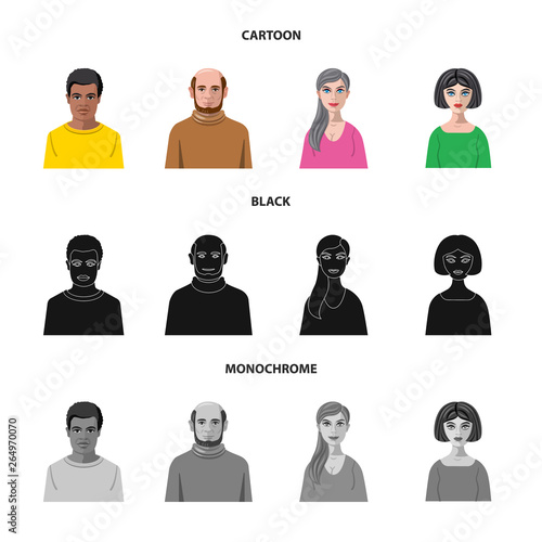 Vector design of hairstyle and profession  sign. Collection of hairstyle and character  vector icon for stock.