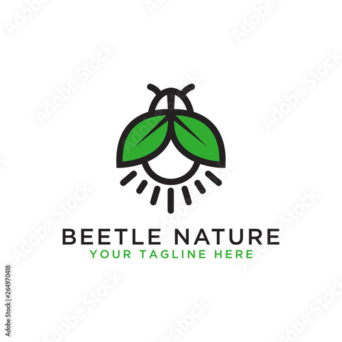 Natural Beetle Vector Logo Design. - Vector