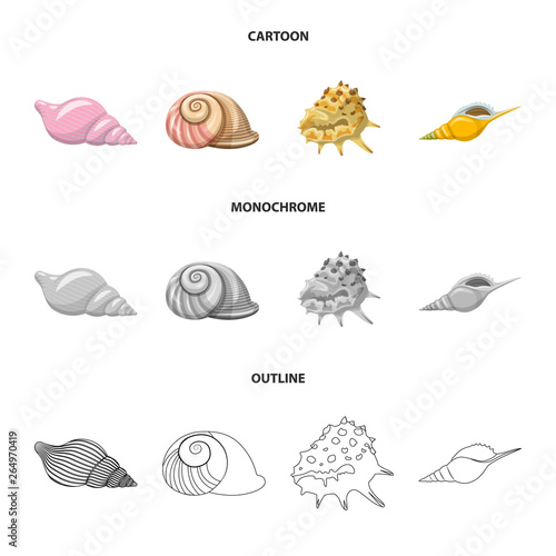 Isolated object of animal and decoration icon. Collection of animal and ocean stock vector illustration.