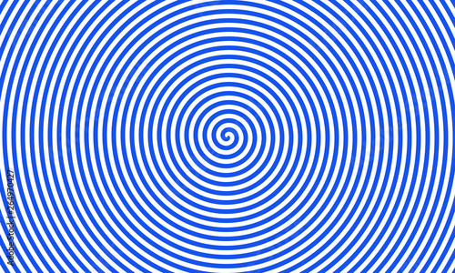 Hypnotic lines in circle blue and white stripes. photo