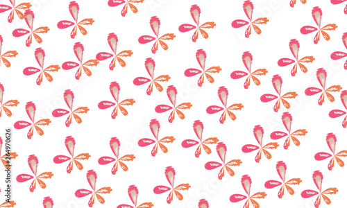 Wallpaper Mural Flowers pink pattern seamless on the white background. Old vintage retro style. Cool illustration. Torontodigital.ca