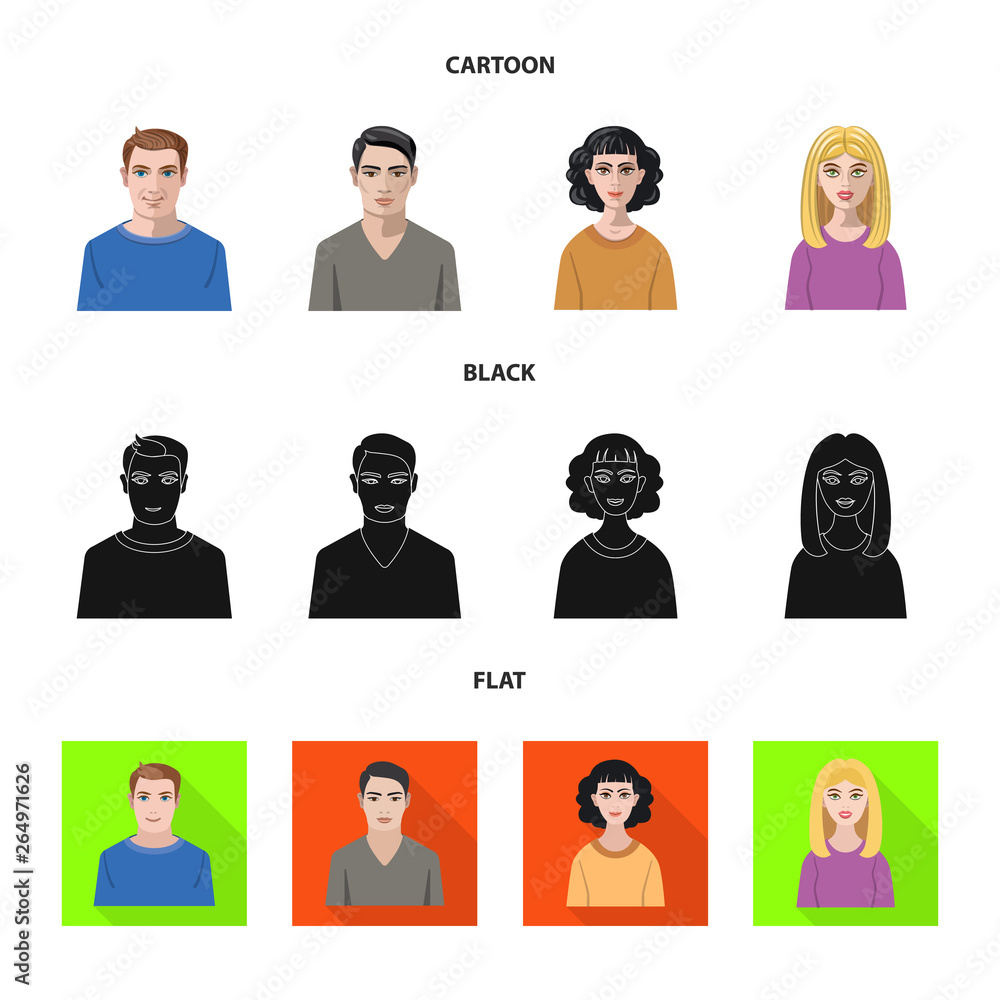 Isolated object of hairstyle and profession icon. Set of hairstyle and character vector icon for stock. Isolated object of hairstyle and profession icon. Set of hairstyle and character vector icon for stock.