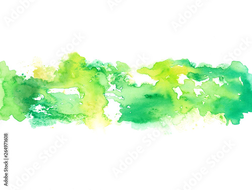 abstract green hand paint watercolor splash on white background paper, illustration