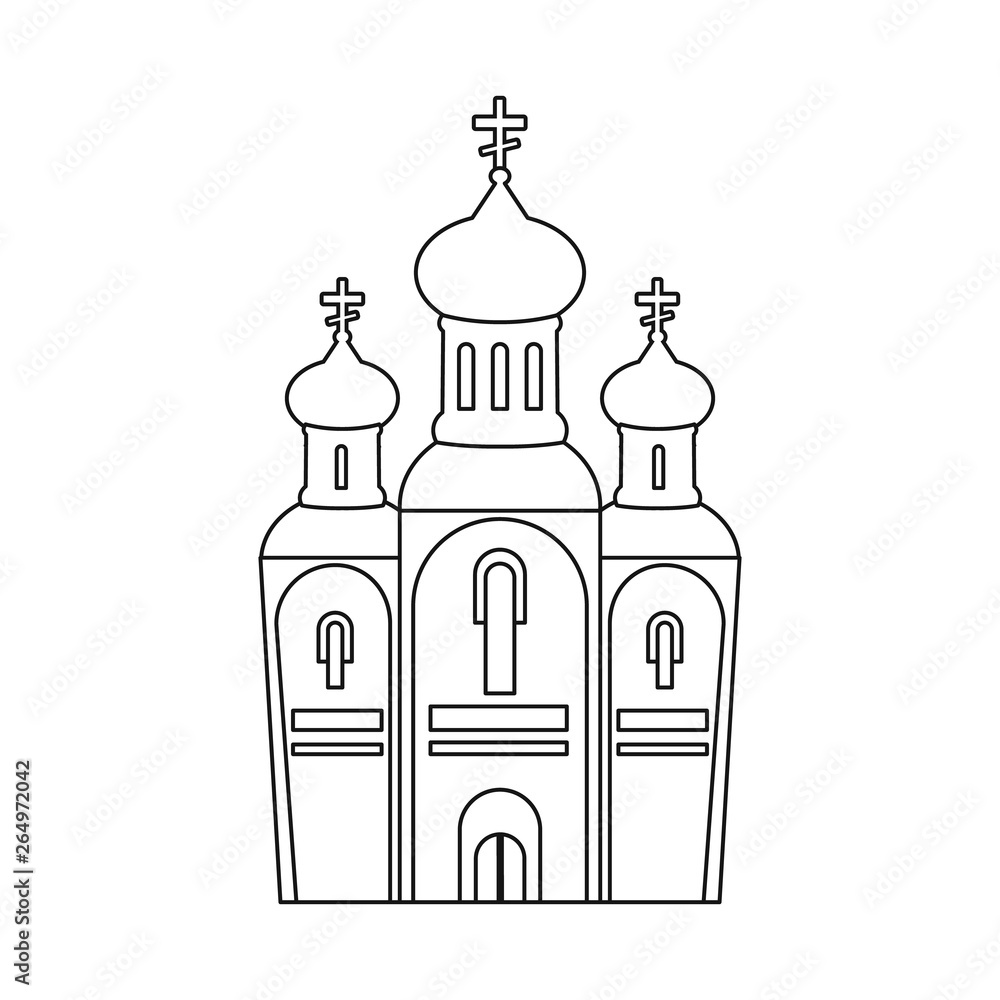 Vector illustration of church and orthodox sign. Set of church and christmas stock symbol for web.