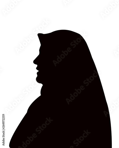 a woman with head scarf, silhouette vector