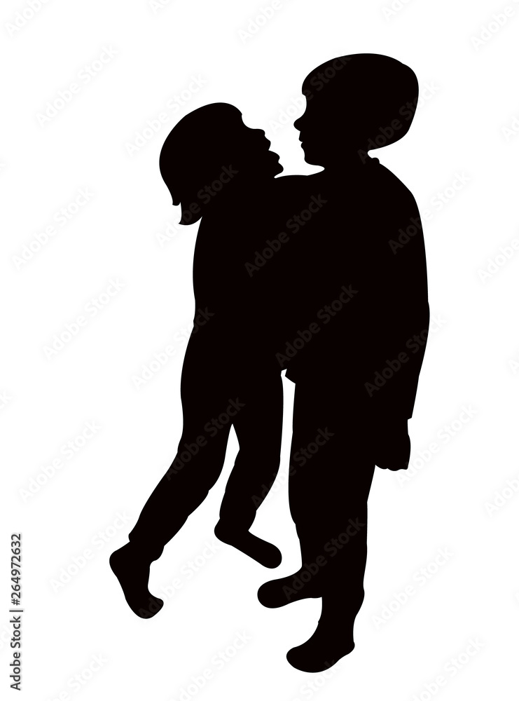 children together, silhouette vectır