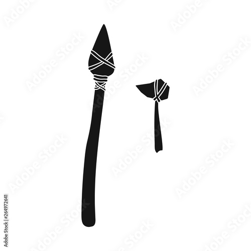 Vector illustration of prehistoric and arrow symbol. Set of prehistoric and spear vector icon for stock.