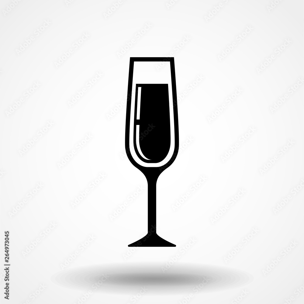 Glass of champagne, celebration concept icon on white background Glass of champagne, celebration concept icon on white background