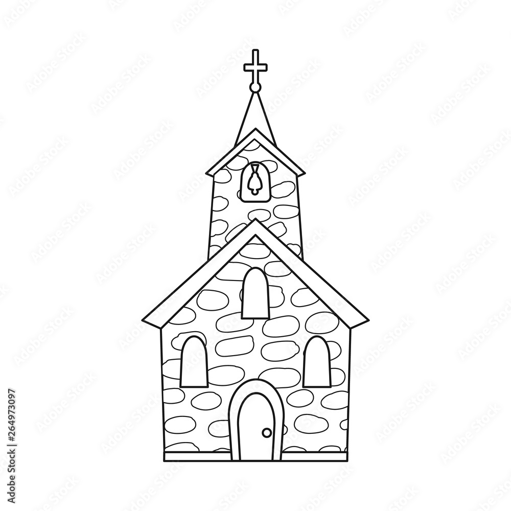 Isolated object of church and catholic symbol. Collection of church and spiritual vector icon for stock.