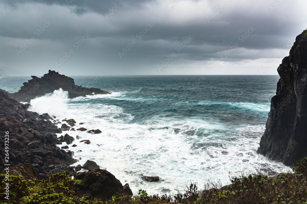 La Palma Playa De Nogales During Storm, Spain
