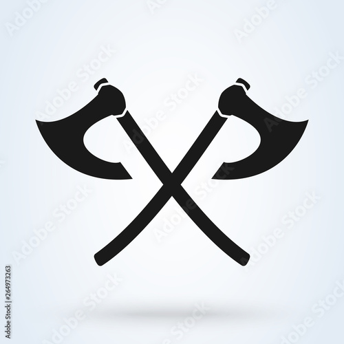 Crossed ax viking isolated on white background. Vector illustration
