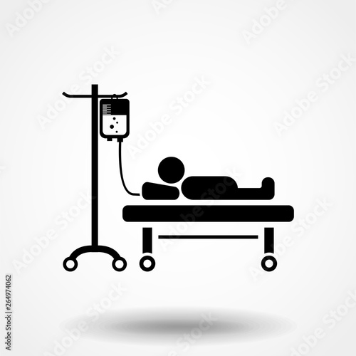 Hospital stretcher bed iv icon isolated recovery injecting intravenous.