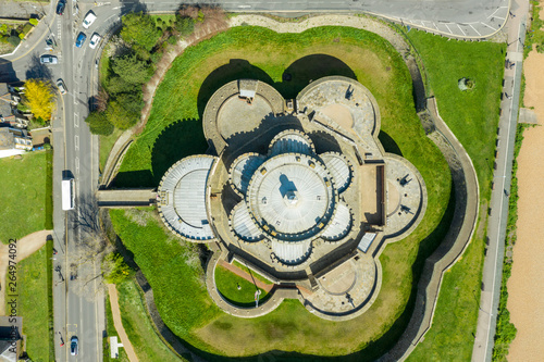 Aerial view of Deal castle, Deal, Kent, UK
