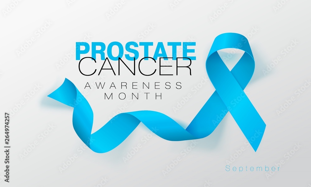 Prostate Cancer Awareness Calligraphy Poster Design. Realistic Light Blue Ribbon. September is Cancer Awareness Month. Vector Prostate Cancer Awareness Calligraphy Poster Design. Realistic Light Blue Ribbon. September is Cancer Awareness Month. Vector