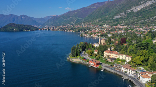 Aerial drone panoramic photo of famous lake Como one of the deepest in Europe  Lombardy  Italy