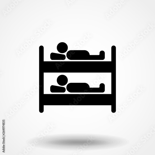 Bunk bed icon, filled flat sign, solid glyph pictogram, vector illustration