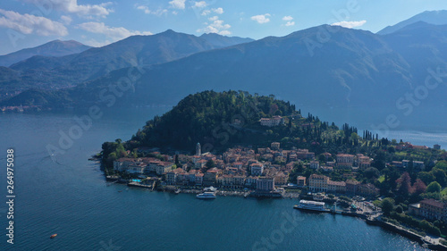 Aerial drone photo of iconic village of Bellagio in lake Como one of the most beautiful and deepest in Europe, Lombardy, Italy © aerial-drone