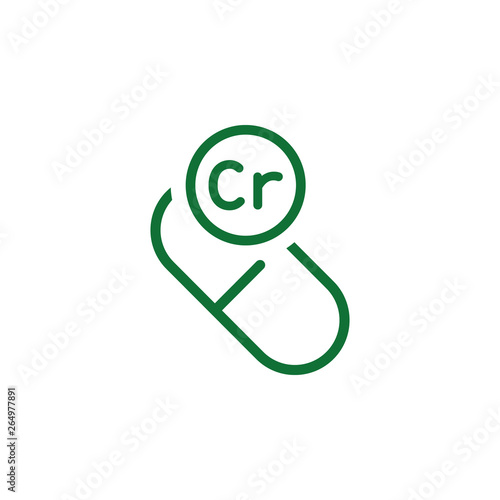 Vitamin Cr green icon. Element of vitamin icon. Thin line icon for website design and development, app development. Premium icon