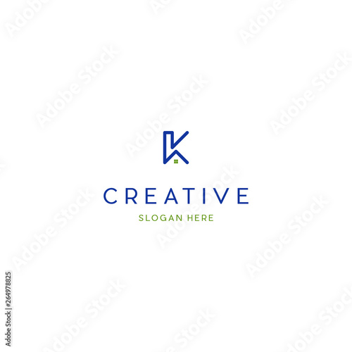 Initial letter K home house logo design. Vector illustration of K letter home shaped for company. letter K Home logo design inspiration vector illustration
