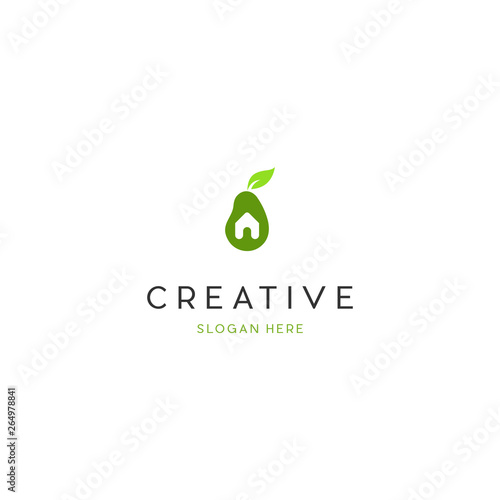 Home Fruit Avocado Creative Vector Logo Design, real estate avocado logo design brand. Elegance home avocado fruit logo, avocado home logo vector modern simple combination concepts
