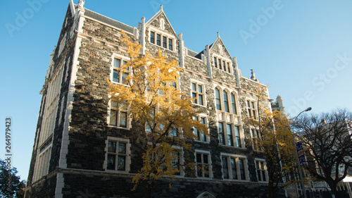 Gothic building with trees inn front