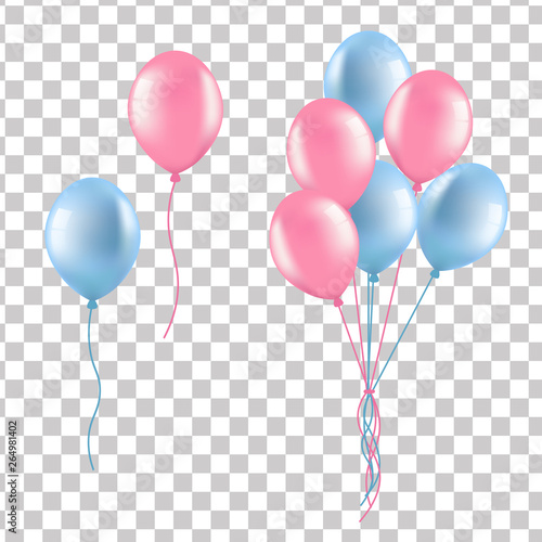 Balloons isolated on transparent background. Vector inflatable balls realistic style.