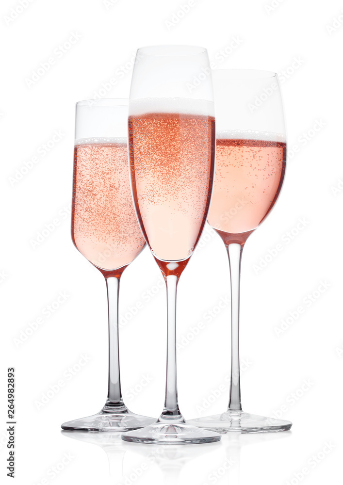 Elegant Rose pink champagne glasses with bubbles Elegant Rose pink champagne glasses with bubbles