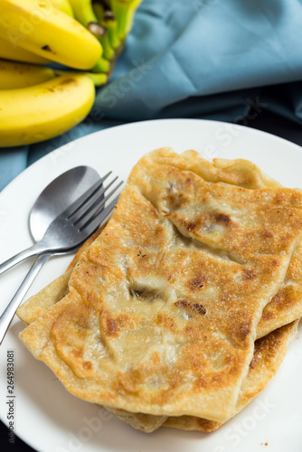 Indian breakfast banana paratha or pancake