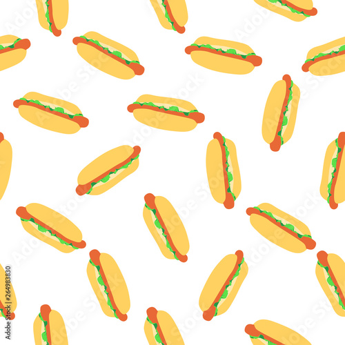 Seamless pattern with hot dogs 
