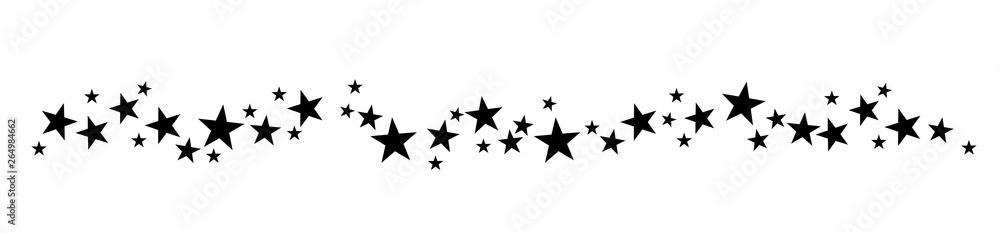 Christmas vector header. Black stars on white background