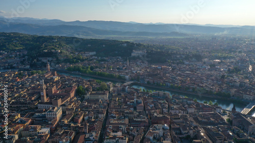 Aerial drone panoramic photo from iconic city of Verona, Italy © aerial-drone