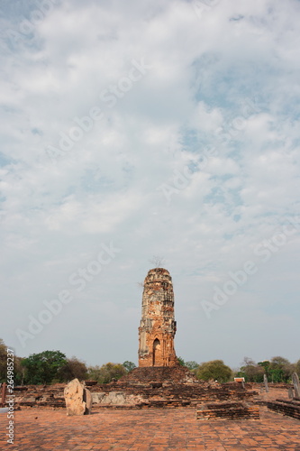 Ayutthaya, Thailand; 2019/04/29: The Pagoda , statue in Wat Lokaya Sutharam temple in Ayutthaya, Thailand