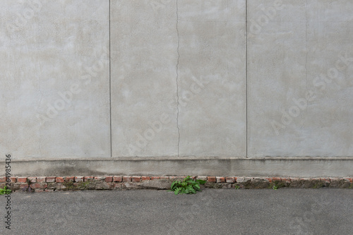 street wall background ,Industrial background, empty grunge urban street with warehouse brick wall