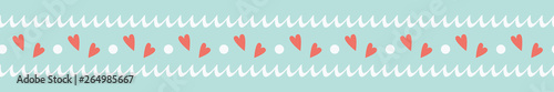 Modern ruffle hearts border pattern with nautical flair. Perfect for romantic journeys and celebrations Promote your seaside cottage or cruise as a wedding or engagement trip destination.