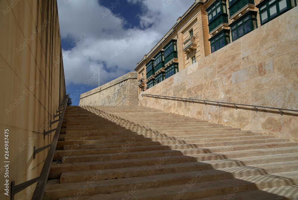 stairway to heaven, stairs in Valetta city center, capital of Malta, walls, traditional buildings